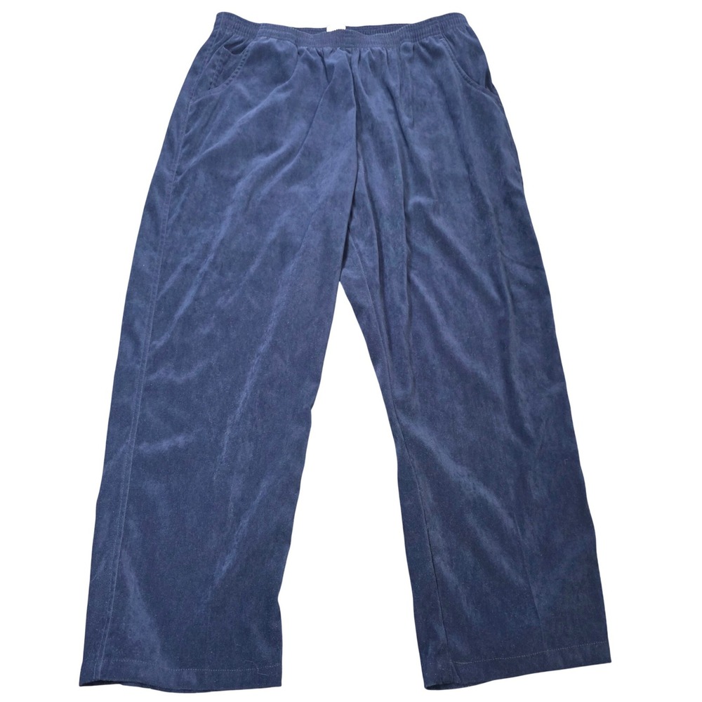 Monterey by Koret Dress Pants Women's Size 20 Navy Blue Velour Elastic Waist